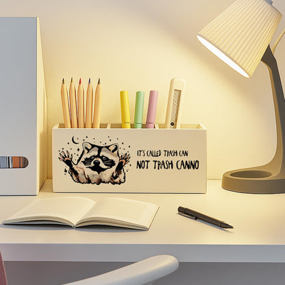 FISWAFY Funny Raccoon Pen Pencil Holder for Desk, Office Work Humor Gifts, It's Called Trash Can Not Trash Cannot Sarcastic Makeup Brush Toothbrush Holder for Vanity Bathroom
