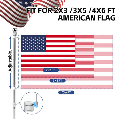 5 FT Flag Pole kit and American Flag 3x5ft with Pole Kit for Outside, Heavy Duty Flag Pole 5FT with 3x5ft American Flag, Stainless Steel Aluminum Multi-Position Flag Pole with Bracket Holder (silver)