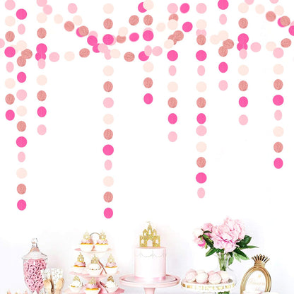 Hot-Pink Rose-Gold Party Decorations Garland - 52ft Wedding Bridal Shower Hanging Decoration Streamers Banner,Baby Girl Birthday Bachelorette Engagement Mohters Valentines Day Brunch Decor Panduola