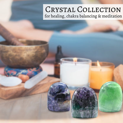 Amazing Gemstone Large Multi Fluorite Crystal Standing Palm Stone - Multi Fluorite Palm Stones & Crystals, A++ Grade Gemstones & Crystals - Healing Crystals & Healing Stones Office Home Decor Gifts