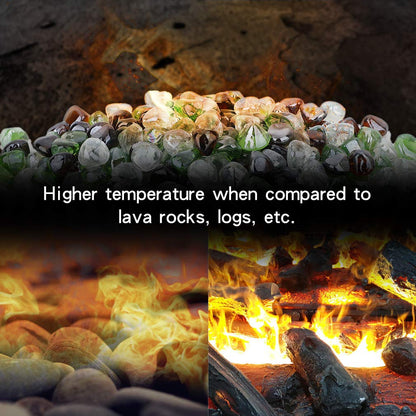 Stanbroil 10-Pound Blended Fire Glass Diamonds - 1/2 inch Fire Glass Blended Emerald Green, Crystal Ice, Amber Luster for Indoor and Outdoor Gas Fire Pits and Fireplaces