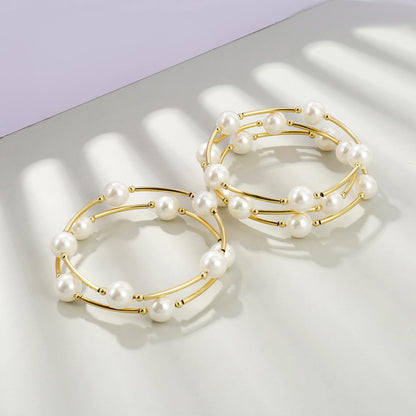 Elegance 11 designs Blessing Bracelet 10mm Crystal White Pearl Bracelet Dainty Gold Plated Tube For Women Simple Bridal Gifts For Friends And Loved
