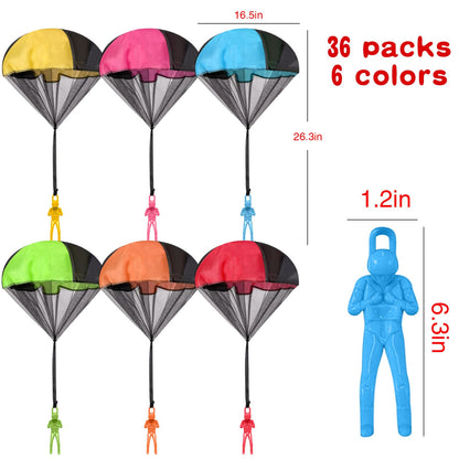 Wizzosivoor 36PCS Parachute Toy, No Tangle Throwing Men, Hand Throw Army Man, 6 Colors - Party Gifts, No Battery or Assembly Required