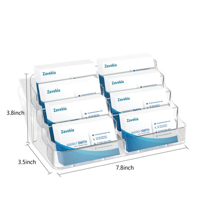 zavekia 2 Pack Business Card Holder, 8 Pocket Acrylic Business Card Holder for Desk