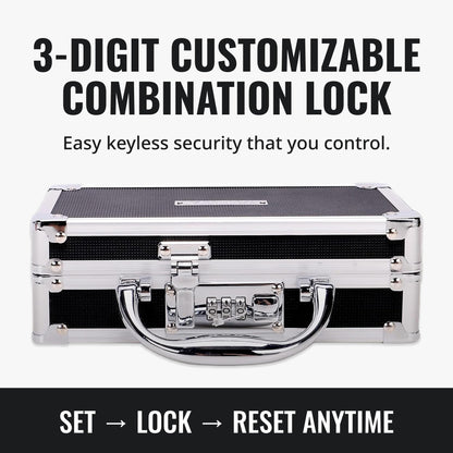 Vaultz Locking Medicine Case with Combination Lock - Portable Lock Box Briefcase for Medications, Cash & Valuables, Organized Storage Case with Handle, 3 Pack