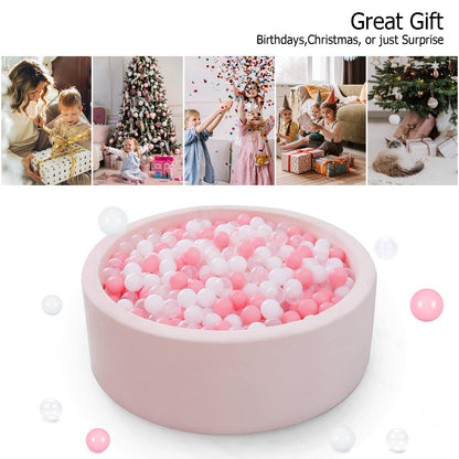 Heopeis Balls for Ball Pit, 100 pcs 2.2 Inches Thicken Soft Plastic Balls for Ball Pool, Crush Proof Ball Pit Balls BPA Phthalate Free Baby Toddler Toy Ball with 3 Color Pink White and Clear