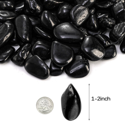 SOUJOY 15LBS Black River Rock, 1-2 Inch Pebbles for Plants, Natural Polished Decorative Stone for Landscaping Outdoor, Flower Bed Fish Tank Gravel Garden Home Decor