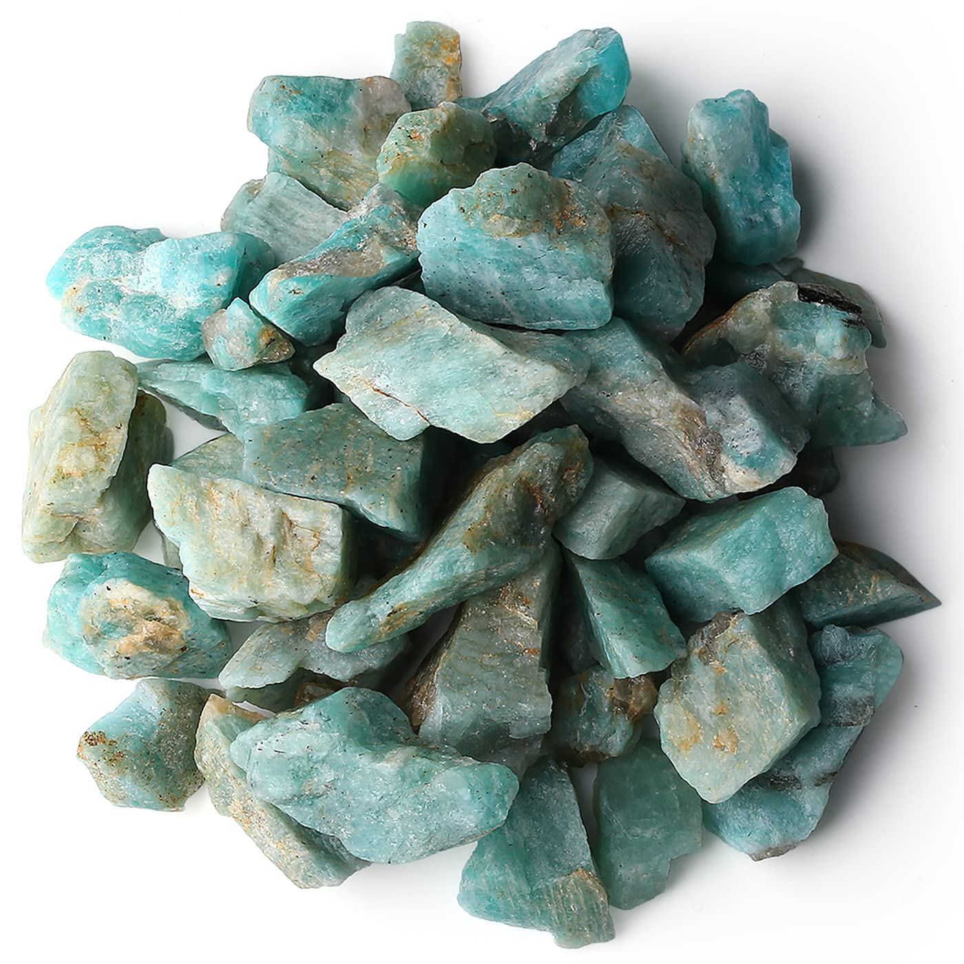 QINJIEJIE Amazonite Crystals Raw Stone Gemstones Healing Crystal Bulk Large 1" Rocks for Tumbling Cabbing Fountain Home Decoration Polishing Wicca Reiki Rough Stones