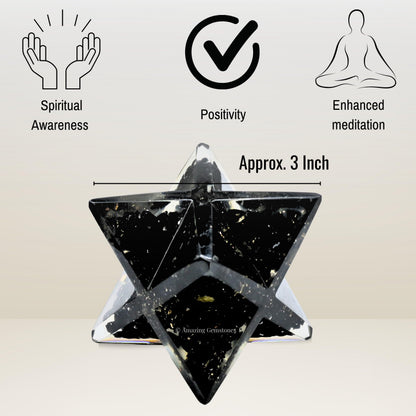 Amazing Gemstone 1 Pcs Shungite Large Crystal Orgone Merkaba Star for Reiki Healing Meditation and Crystal Grid