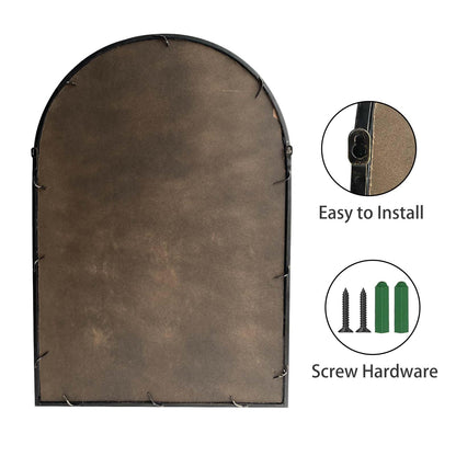 ironsmithn Arched Window Mirror, 36"x24" Grid Mirrors, Windowpane Mirror, Black Metal Arch Mirrors for Decor Living Room Fireplace Entryway Bedroom Hallway