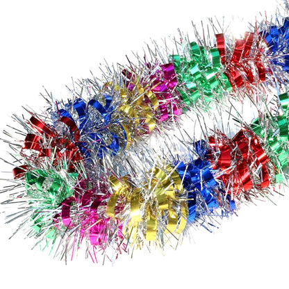 33Ft Christmas Tinsel Garland Shiny Thick Tinsel Decor Xmas Tree Decorations Metallic Twist Foil Garland for Birthday Teachers' Day New Year Parties Indoor Outdoor Party Supplies - Colourful 1