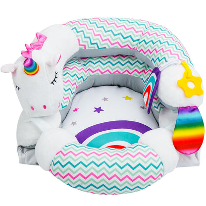 Lovvie & Joy 2-in-1 Tummy Time Mat & Seated Support Pillow,Baby Tummy Time Pillow Support for Newborns and Older Babies,with Detachable Support Pillow and Toys