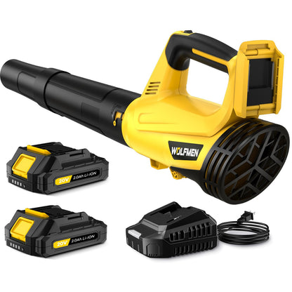 Leaf Blower, Electric Cordless Leaf Blower with 2 Batteries and Charger, 2 Speed Mode, Lightweight Leaf Blowers for Blowing Leaves, Lawn Care, Patio Cleaning and Dust