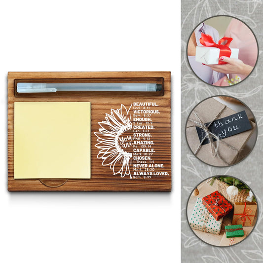 Christian Bible Verse Sticky Note Holder, Religious Note Holder, Christian Encouragement Inspirational Gifts for Women, Men, Coworkers, Friends, Self-Stick Note Pad Holders WPP21