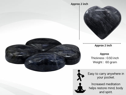 Amazing Gemstone Blue Aventurine Crystal Heart Palm Stone - Pocket Massage Worry Stone for Natural Body Chakra Balancing, Reiki Healing and Crystal Grid