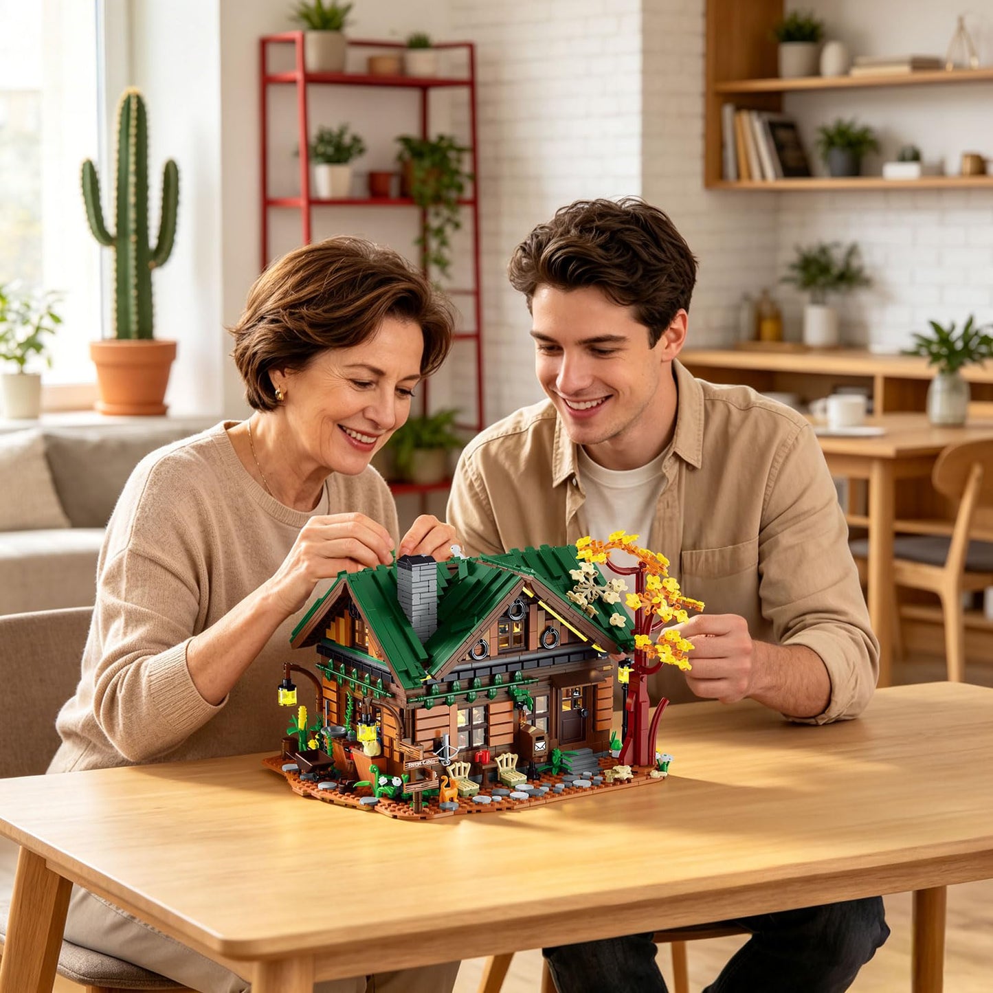 MORKBRIXX Forest Cabin Building Set with Lights,1004 Retro Tree House Building Block Toy with Animal Flower Plant,Home Decor Forest House Construction Model Kit for Adults Teens Gifts 12+（2234 PCS）