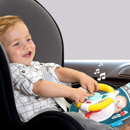 Baby Car Seat Toys for Infants with Mirror, Carseat Toys Steering Wheel with Music Lights & Driving Sounds Car Seat Toy for Babies 6 to 12 Months