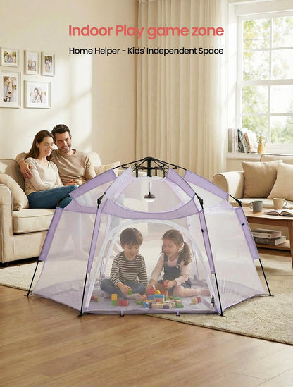 Porayhut Large Pop Up Play Tent for Kids, 78" Instant Toddler Playhouse with Removable Floor & UV50+ Sun Shade, 360° Mesh Mosquito-Free Tent for Indoor Outdoor Beach Backyard, Fits 4 Kids