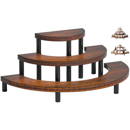 Yelinkws 3 Tier Risers Display Stand,Wooden Cupcake Holder Stand,Rustic Cologne and Perfume Organizer for Women,Dessert Table Display Set for Party (Brown)