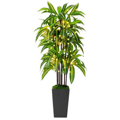 Artificial Dracaena Tree 5FT, Fake Plants with Black Tall Planter - Fake Tree Tall Faux Plants Indoor Floor Plant with Moss - Artificial Plants Indoor for Office Living Room Home Decor