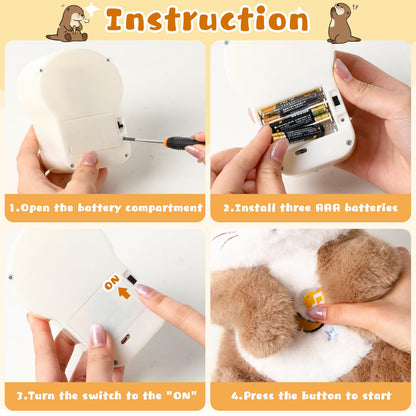 LLUKEME Baby Comfort Otter Breathing Stuffed Animal Buddy-Fur Real Pets Plush Sound Machine with Music, Warm Lights, Peaceful Moments for Kids & Adult | Peluche Que Respira