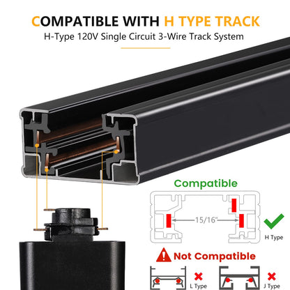 VANoopee 12-Pack 10W Dimmable LED Track Lighting Heads H Type Track Light Replacement Fixtures Bright 3000K Warm White Ceiling Spotlight for Accent Task Art, Flicker Free CRI90+ 24° 800lm Black