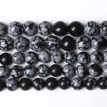 90PCS 8mm Natural Snowflake Obsidian Beads Round Loose Stone Energy Healing Gemstone Beads for Jewelry Making DIY Bracelet Necklace for Jewelry Making 32" 2 Strands