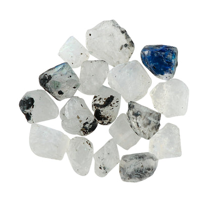 CRYSTALINES (50cts) Natural Raw Rainbow Moonstone Gemstones, Wholesale Rough Stones Lot Supplies, DIY Jewelry Making, Wire Wrapping, Healing Crystals, Gem Collection (Approx.15-17pcs)