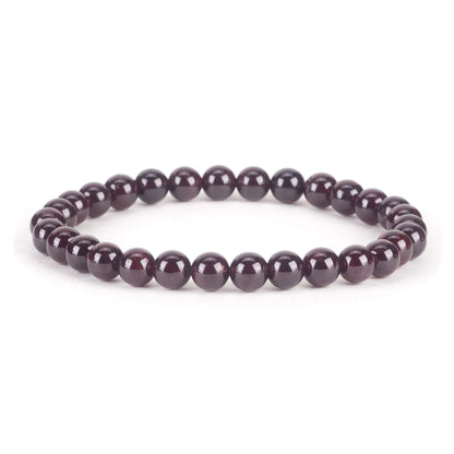 Cherry Tree Collection - Small, Medium, Large Sizes - Gemstone Beaded Bracelets For Women and Men - 6mm Round Beads (Red Garnet A Grade - Medium)