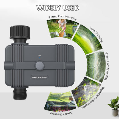 FRANKEVER WiFi Sprinkler Irrigation Timer, Automatic Garden Watering Hose Timer with Upgraded Rain Delay, Compatible with Alexa & Google Assistant, Outdoor No Hub Needed for Lawn Yard Watering