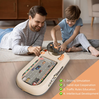 Musical Steering Wheel Racing Car Toy,Racing Adventure Car Steering Wheel for Kids, Toddler Driving Simulator with Lights & Sounds - Educational Race Car Game for Boys & Girls - Birthday Gift