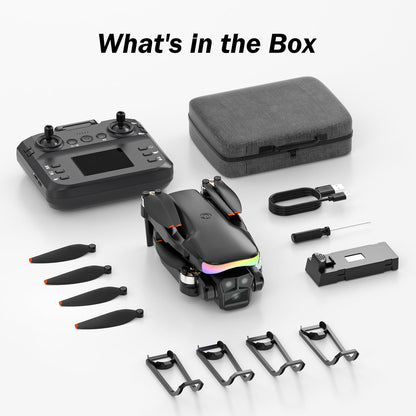 F417PRO Drone with Camera 1080P for Adults Kids, Mini Drone with Screen, Adult Drone, Dual 90° Lens, LED Lights, Optical Flow, Modular Battery, Beginner Drone, One Key Start, Headless, 3D Flip, Case