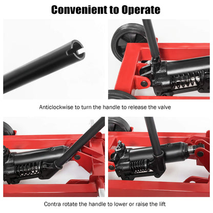 Goplus Lawn Mower Lift, 500LBS Capacity Zero Turn Mower Lift with Hydraulic Jack, Non-Slip Wheels, Adjustable Movable Lawn Mower Lift Jack for Riding Tractors, Lawnmowers
