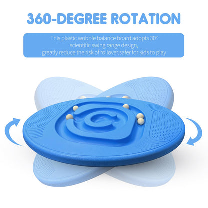 Kids Maze Balance Board - Wobble Trainer for Ski Surf Snowboard, Non-Slip Sensory Rocker Ages 3-12, Core Therapy & Skate Prep Ocean blue