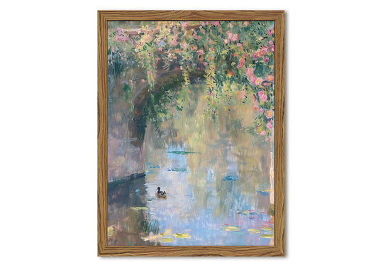 Framed Vintage Monet Canvas Wall Art, Floral Landscape Wall Decor Paintings, Country Nature Pictures Prints Aesthetic Home Decor for Living Room Bedroom Bathroom 12x16 inch