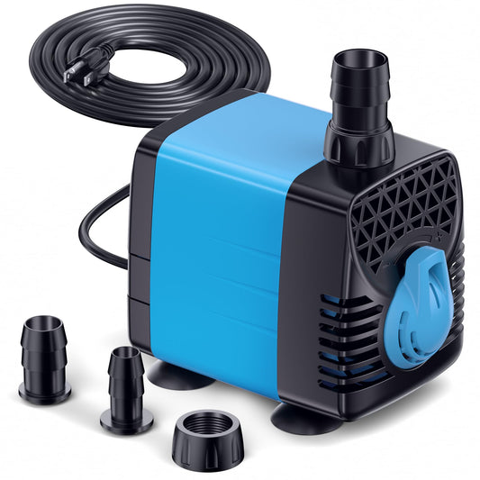POPOSOAP 160GPH Submersible Water Pump, 5.5ft High Lift Aquarium Water Pump 12W AC 110V, Ultra Quiet Fountain Pump for Fish Tanks Pond Pump Waterfalls Fountains Aquarium