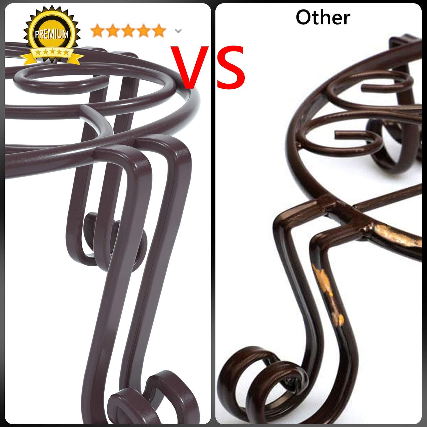 Yimobra Tall Plant Stand Outdoor, Metal Planter Stands for Indoor Plants, 11.8x6 Inches Heavy Duty Pots Holder, Garden Container Rack, Large Wrought Iron Pumpkin Stand, Bronze/Brown