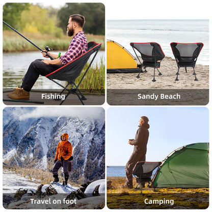 KYOEON Portable Camping Chair, Black 1Pack, Ultralight Durable Foldable Chair for Outdoor Camp, Travel, Beach, Picnic, Garden, Sport Sturdy Frame, Comfortable Collapsible Lawn Chair, Supports 330Lbs