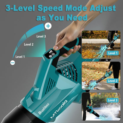 MTkoala Leaf Blower Cordless, New Upgraded 1200W Brushless Motor Leaf Blower, 700CFM 200MPH with 3 Speed Modes, 160Mins Max Runtime, Handheld Electric Blower for Lawn Care, Yard, Dust & Snow (Blue)