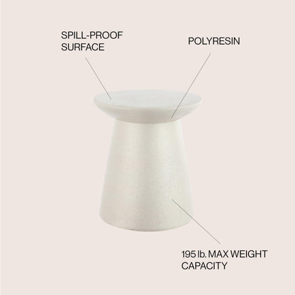 JONATHAN Y TBL1108D Hollie 18" Minimalist Modern Drum Indoor/Outdoor Accent Table Pedestal Contemporary, Mid-Century, Art Deco,Bohemian, Patio, Garden, Bathroom, Living Room, Cream Terrazzo Finish
