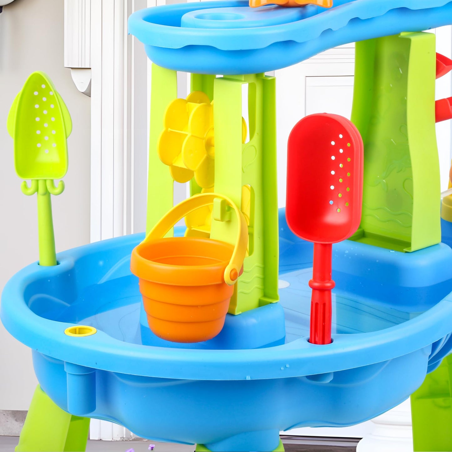 Hanyutom 2026 Upgraded Toddler Sand Water Table Toy, Summer Outdoor Beach Sensory Activity Playset and Water Table Toys, Party Birthday Gifts for Girl Boy Age 4+ (Blue)