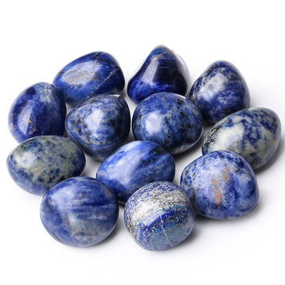 DUQGUHO Blue Sodalite Natural Healing Crystals Stones Set Polished Tumbled Irregular Pebble Stones Rocks 0.45 lbs