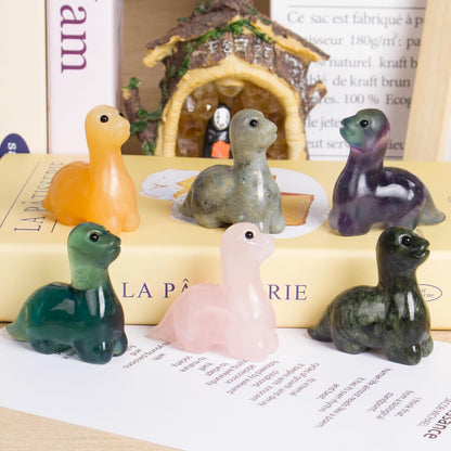Hguxmcu Hand Carved Yellow Jade Dinosaur Figurine 2 Inch Healing Crystal Statue Realistic Gemstone Animal Sculpture Reiki Energy Decor Lucky Gift for Meditation Collectors