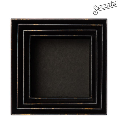 Sorarto Square Gift Boxes with Lids 4pc Set | Black Gold Floral Nesting Gift Boxes for Presents Birthday Wedding Bridesmaid Christmas
