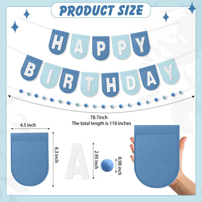 Hahafelt 125 Pcs Make Your Own Banner Kit Personalized Handmade Name Scallop Felt Banner for Baby Nurseries Kids Rooms Decor, Custom Banners for Birthday Wedding Baby Shower(Blue)