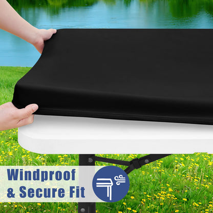 Moosfor Spandex 6 Foot Rectangle Table Cloth 2 Pack, Elastic Fitted Tablecloths for Picnic, Stretch Washable Patio Table Cover for Outdoor, Camping, Banquet and Parties (Black, 30"x72")
