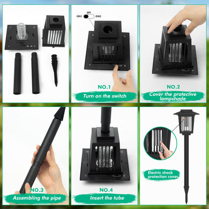 2 Pcs Solar Bug Zapper Outdoor, Waterproof LED Mosquito Zapper Outdoor Solar Powered Mosquito Killer Light Lamp for Indoor & Outdoor Use