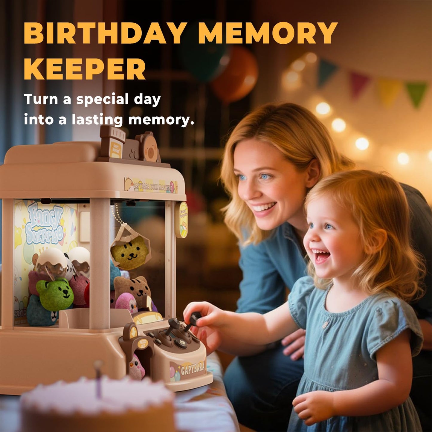 Claw Machine for Kids, Capybara Mini Machine for Age 3+, Toy Claw Machines with Plush and Squishy Prizes for Girls, Candy Grabber Dispenser Toy for Boys, Birthday Gifts for Kids Age 3 4 5 6 7 8