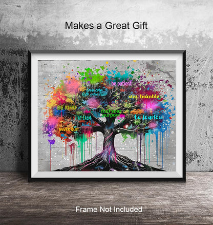 Inspirational Tree of Life Wall Art - Home Office Gifts for Women - Boss lady - Womens empowerment - Growth mindset - Success Wall Art - Graffiti Decor - Banksy Print - Motivational poster
