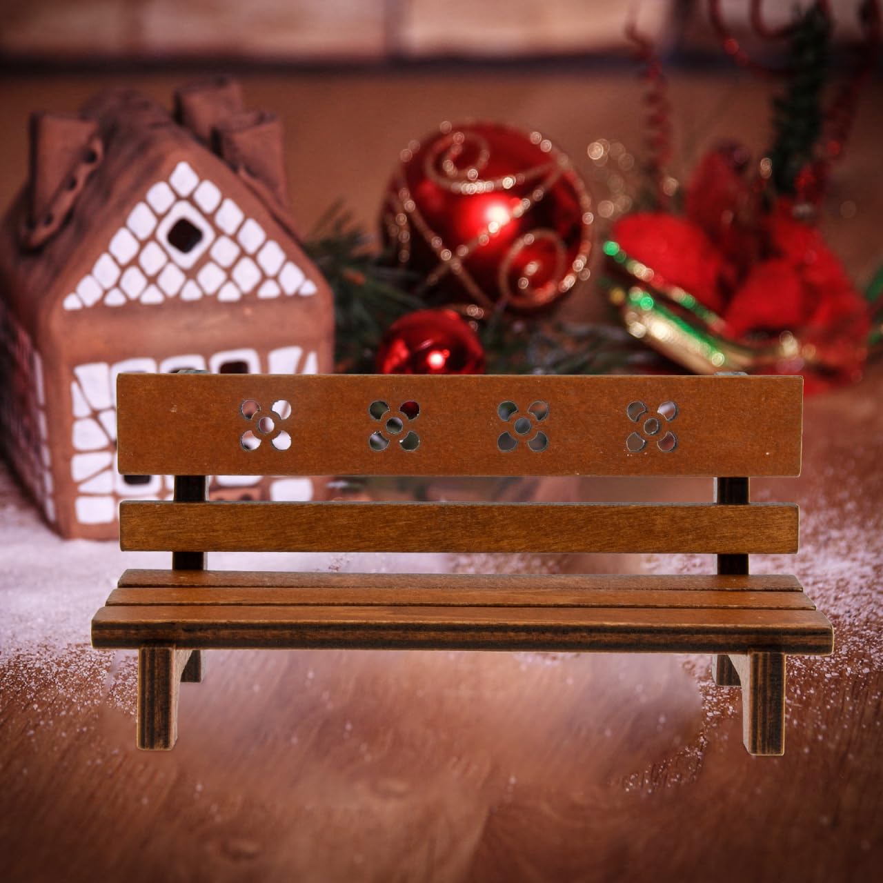 Hemoton Miniature Garden Bench 4.72 Inch Rustic Wooden Dollhouse Outdoor Furniture Micro Landscape Decor for Mini House Accessories